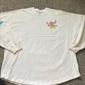 Disney Long Sleeve Tee - White with Multicolor Stitch